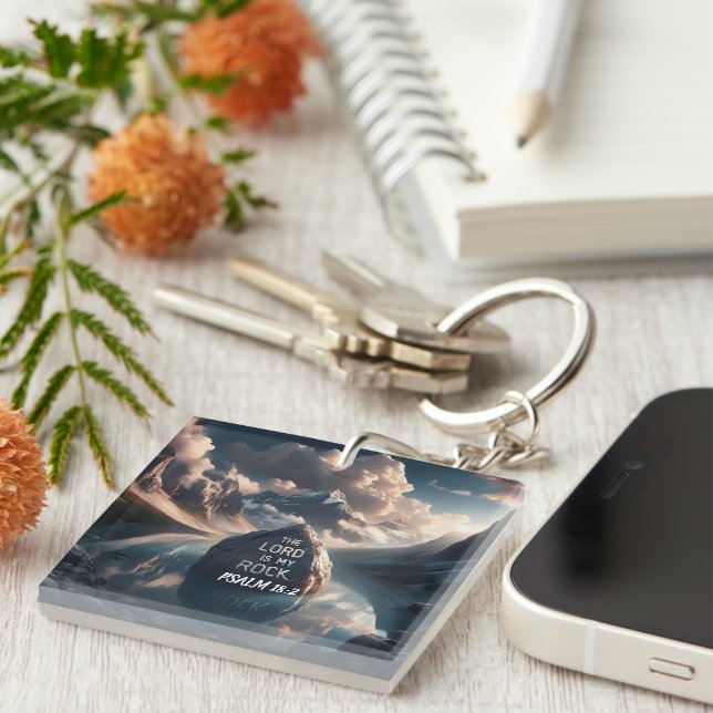 Divine Solidity: The Lord Is My Rock Key Ring (Front Right)