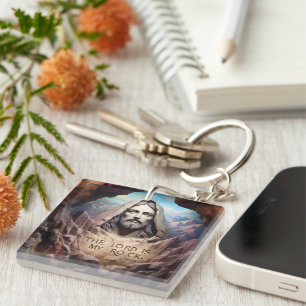 Divine Statue: The Lord Is My Rock Key Ring