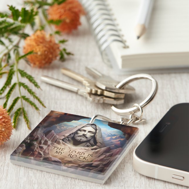 Divine Statue: The Lord Is My Rock Key Ring (Front Right)