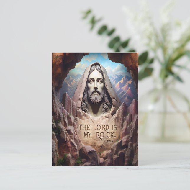 Divine Statue: The Lord Is My Rock Postcard (Standing Front)