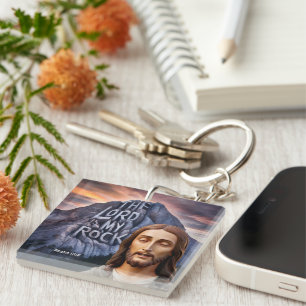 Divine Strength: The Lord Is My Rock Key Ring