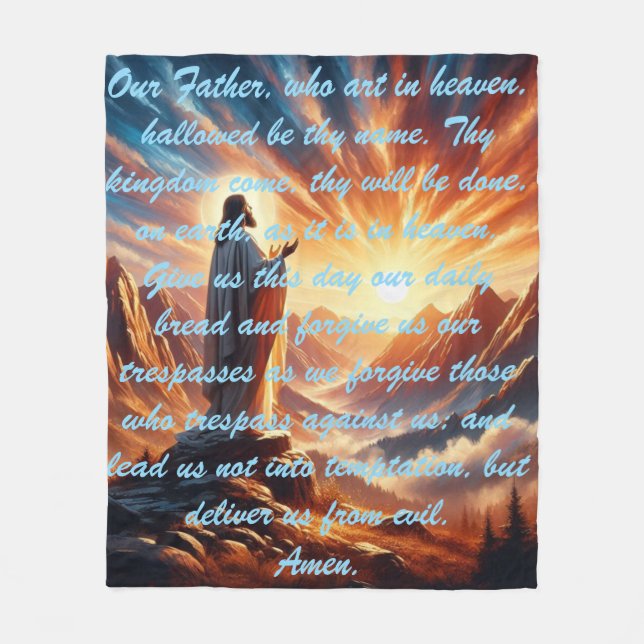 Divine Sunset: Lord's Prayer Inspiration Fleece Blanket (Front)