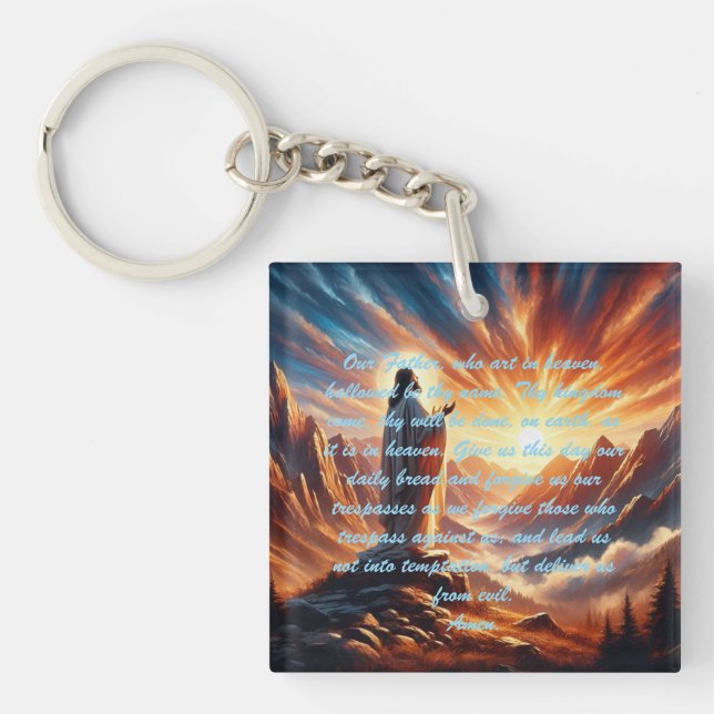 Divine Sunset: Lord's Prayer Inspiration Key Ring (Front)