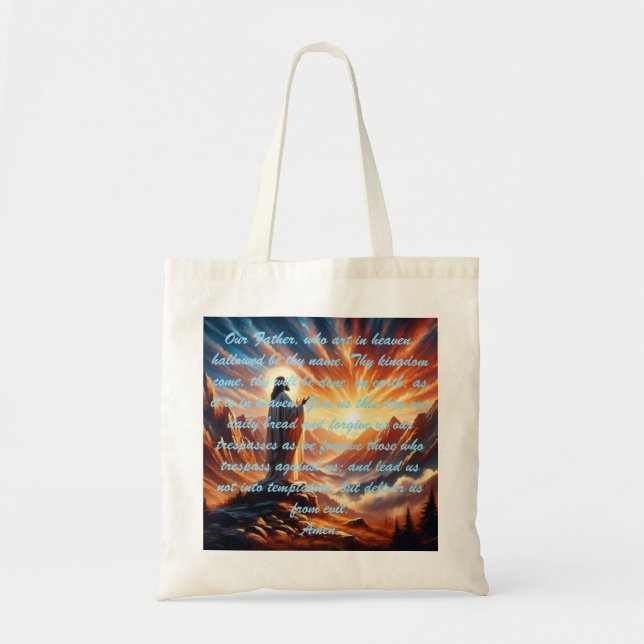 Divine Sunset: Lord's Prayer Inspiration Tote Bag (Front)
