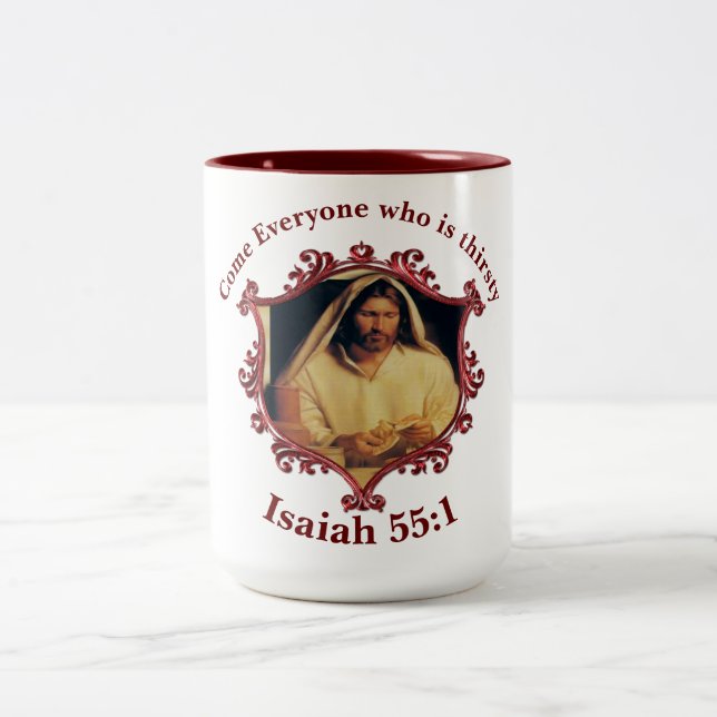 Divine Supper: Breaking Bread With Jesus Two-Tone Coffee Mug (Center)