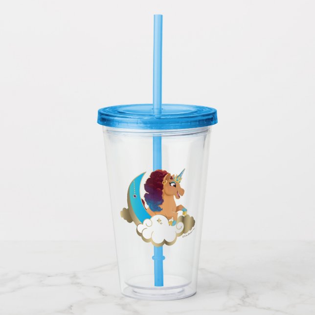 Divine the Unicorn | Moon & Clouds Acrylic Tumbler (Front)