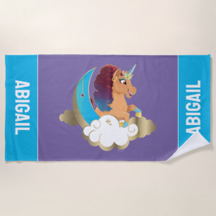 Divine the Unicorn Moon & Clouds Beach Towel