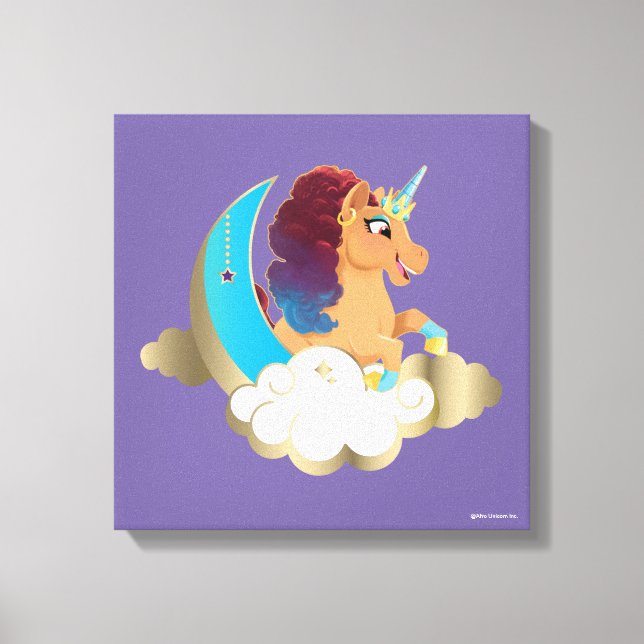 Divine the Unicorn | Moon & Clouds Canvas Print (Front)