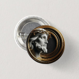 Divine Touch Ceramic Jesus looking in the heavens 3 Cm Round Badge