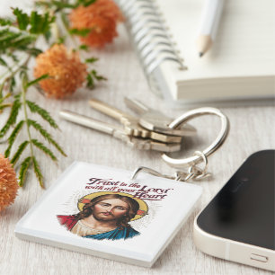 Divine Trust: Jesus Encouraging Faith Key Ring