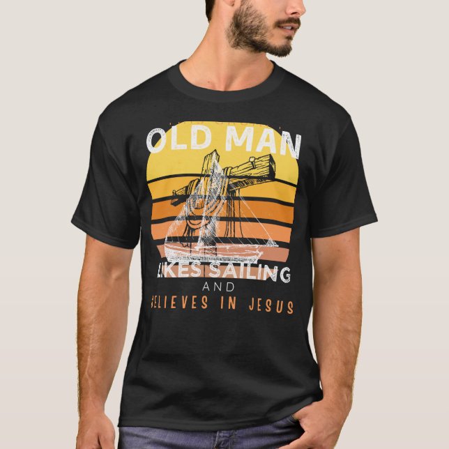 Divine Voyage: Grumpy Old Mans Jesus Sail & Humour T-Shirt (Front)