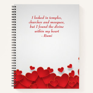 Divine Within My Heart Love & Spiritual Quote Rumi Notebook