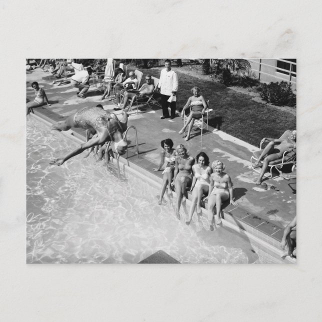 Diving at the Country Club, Los Angeles, 1951 Postcard (Front)