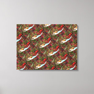 diving blue-tail mermaids canvas print