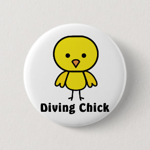 Diving Chick Gear 6 Cm Round Badge