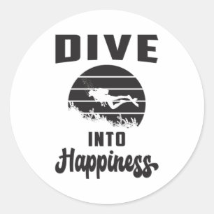 Diving Dive Diver Scuba Diving Sea Funny Gift Idea Classic Round Sticker
