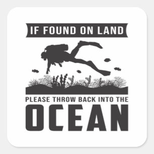 Diving Dive Diver Scuba Sea Diving Funny Gift Idea Square Sticker