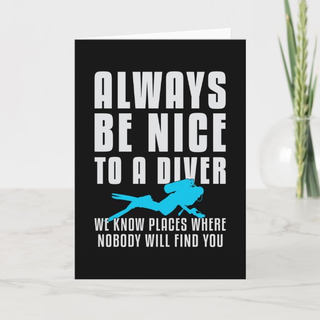 Diving Dive Scuba Diving Diver Funny Sea Gift Idea Card (Front)