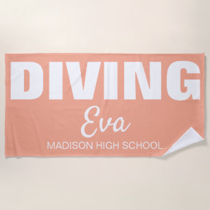 Diving, Diver Senior Night Gifts Springboard  Beach Towel