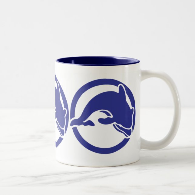 Diving Dolphin Ocean Art Two-Tone Coffee Mug (Right)