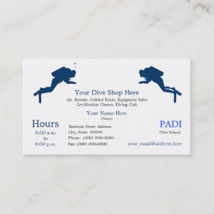 Diving Equipment Sales, Rentals Business Card