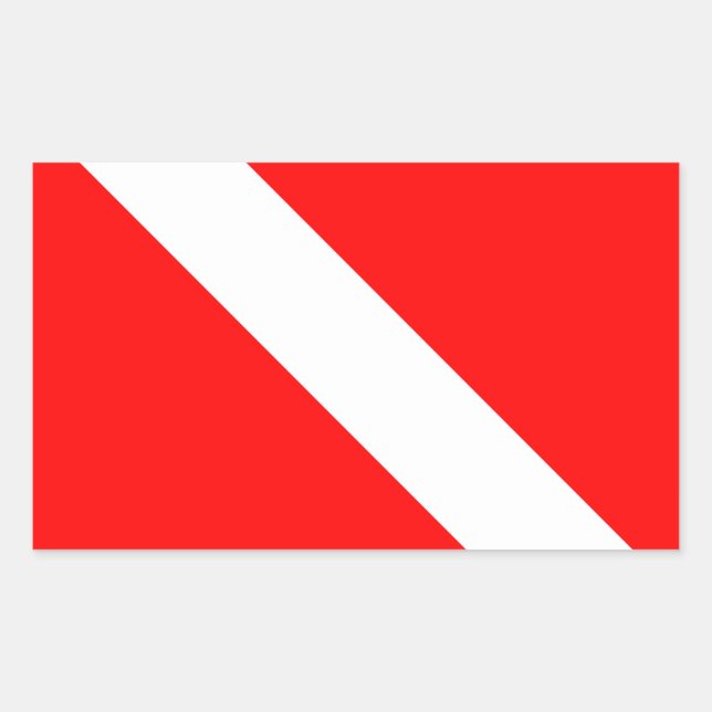 Diving Flag Scuba Diver Diver Down Rectangular Sticker (Front)