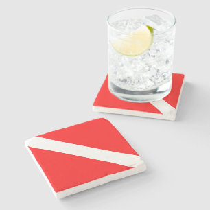 Diving Flag Scuba Diver Diver Down Stone Coaster