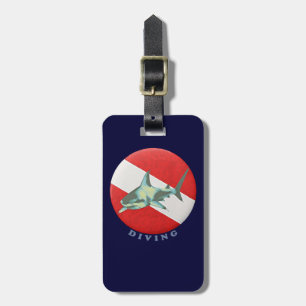 diving flag shark luggage tag