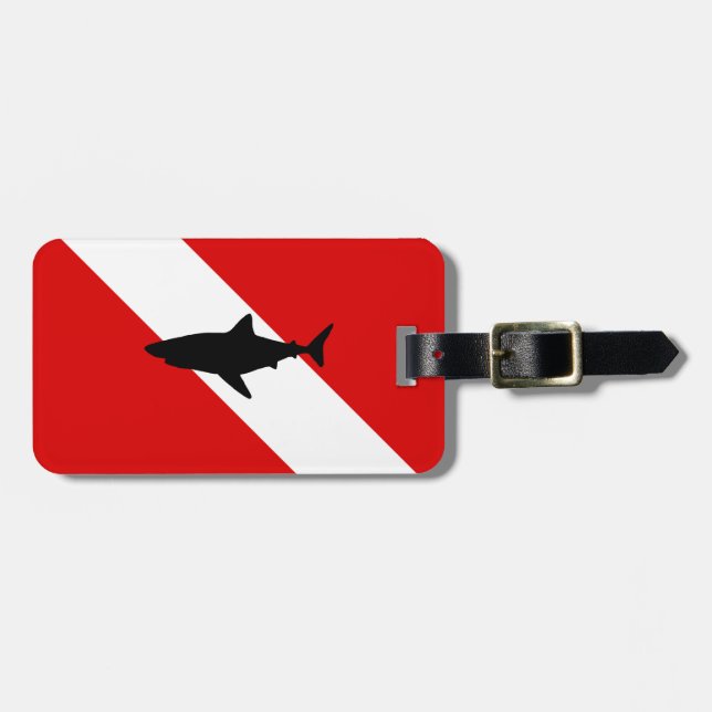 Diving Flag: Shark Luggage Tag (Front Horizontal)