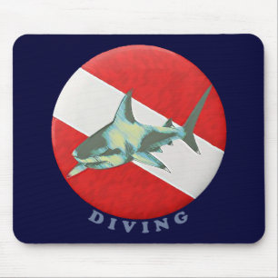 diving flag shark mouse mat