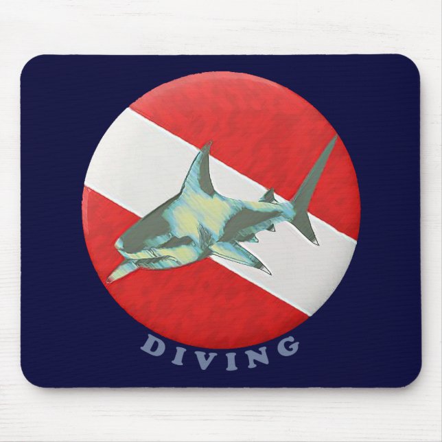 diving flag shark mouse mat (Front)