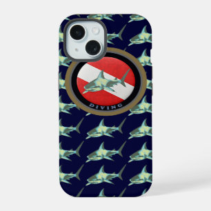 Diving Flag Shark pattern iPhone 15 Case