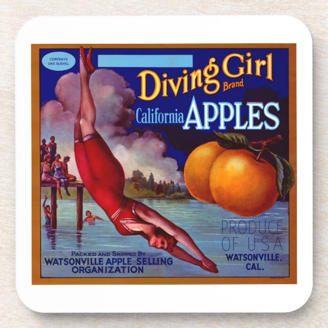 Diving Girl Apples Coaster (Front)