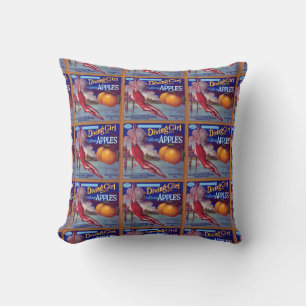 Diving Girl Apples Cushion