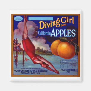 Diving Girl Apples Magnet