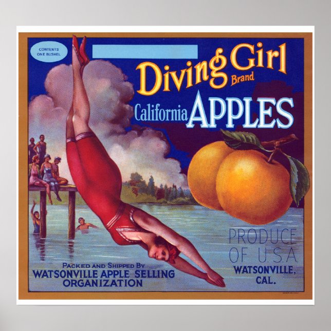 Diving Girl Apples Poster (Front)