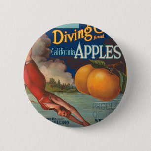 Diving Girl California Apples 6 Cm Round Badge
