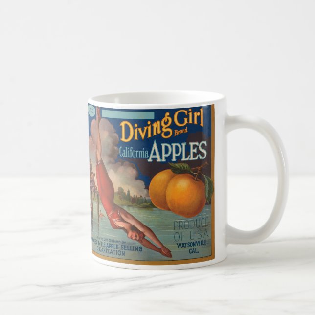 Diving Girl California Apples Coffee Mug (Right)