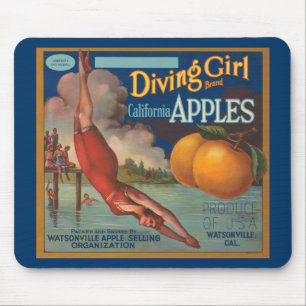 Diving Girl California Apples Mouse Mat