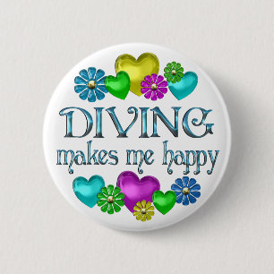 Diving Happiness 6 Cm Round Badge