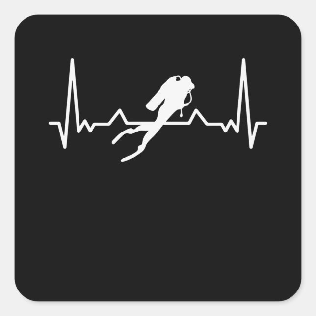 Diving Heartbeat Sea Dive Gift for Diver Square Sticker (Front)