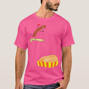 Diving Hot Dog Into Bun Funny Food Diver T-Shirt