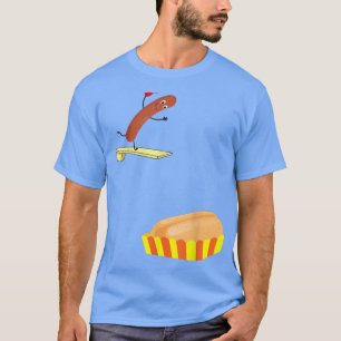 Diving Hot dog Into Bun Funny Food Diver T-Shirt