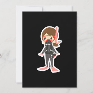 Diving I Love Snorkelling Swimming Girl Kids Holiday Card