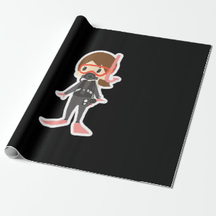 Diving I Love Snorkelling Swimming Girl Kids Wrapping Paper