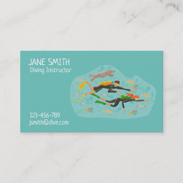 Diving Instructor deep sea diving business modern Business Card (Front)