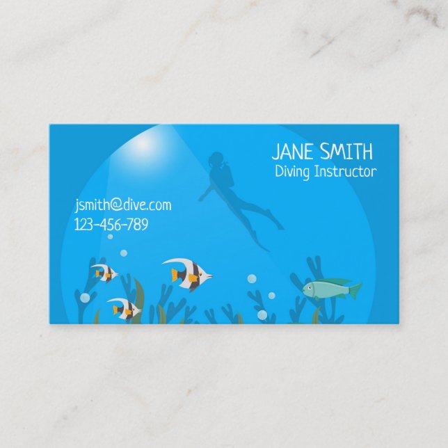 Diving Instructor deep sea diving business modern Business Card (Front)