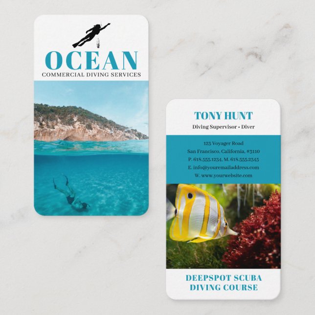 Diving Instructor | Frogman | Scuba Sports Business Card (Front/Back)
