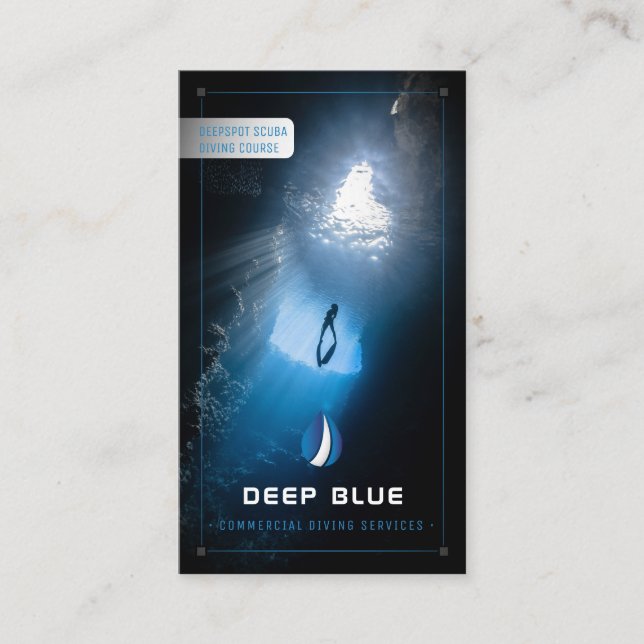 Diving Instructor | Frogman | Scuba Sports Business Card (Front)