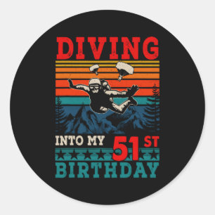 Diving Into My 51St Skydiving Classic Round Sticker